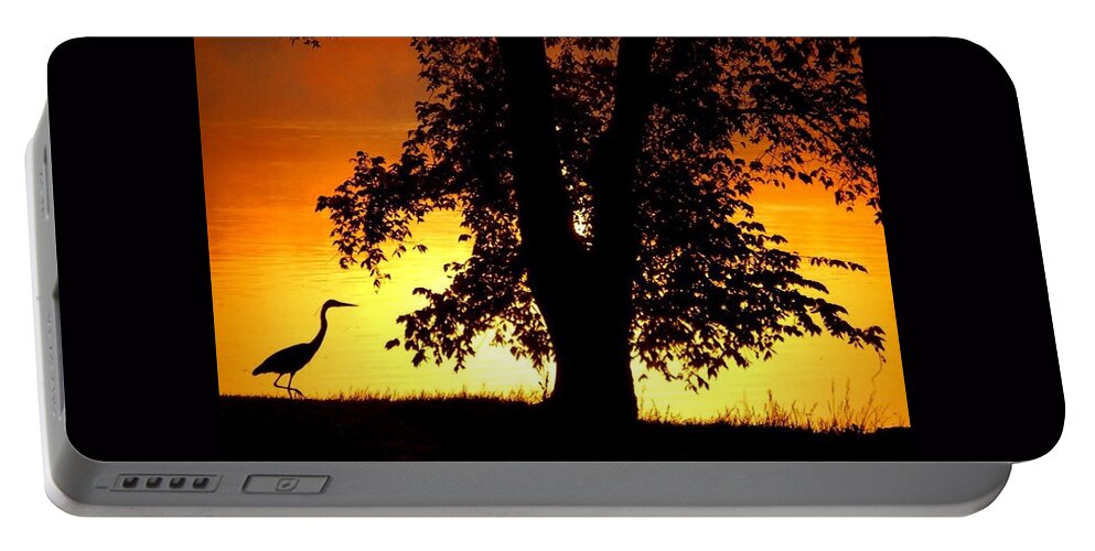 Blue Heron Portable Battery Charger featuring the photograph Blue Heron at Sunrise by Sumoflam Photography