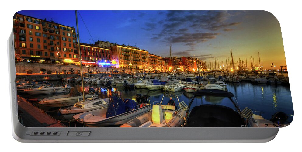 Yhun Suarez Portable Battery Charger featuring the photograph Blue Hour At Port Nice 1.0 by Yhun Suarez