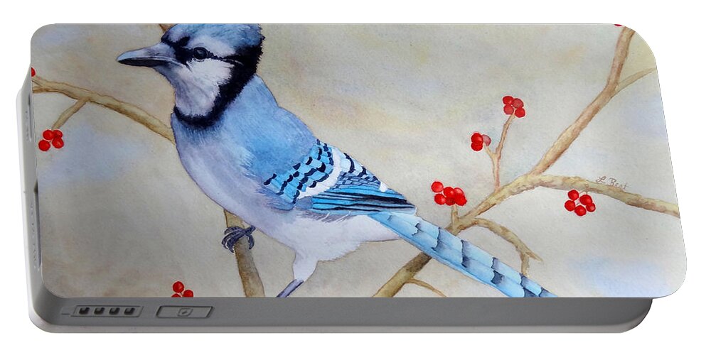 Blue Jay Portable Battery Charger featuring the painting Blue Jay by Laurel Best