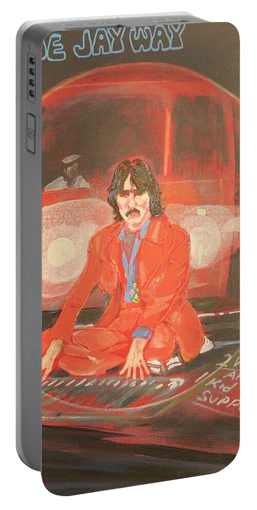 Beatles Magical Mystery Tour Blue Jay Way John Lennon George Harrison Paul Mccartney Ringo Starr Los Angeles Psychedelic Hammond Organ England Fog Don't Be Long Hippies Anti-establishment Hollywood Hills 1967 Peace Love Portable Battery Charger featuring the painting Blue Jay Way by Jonathan Morrill