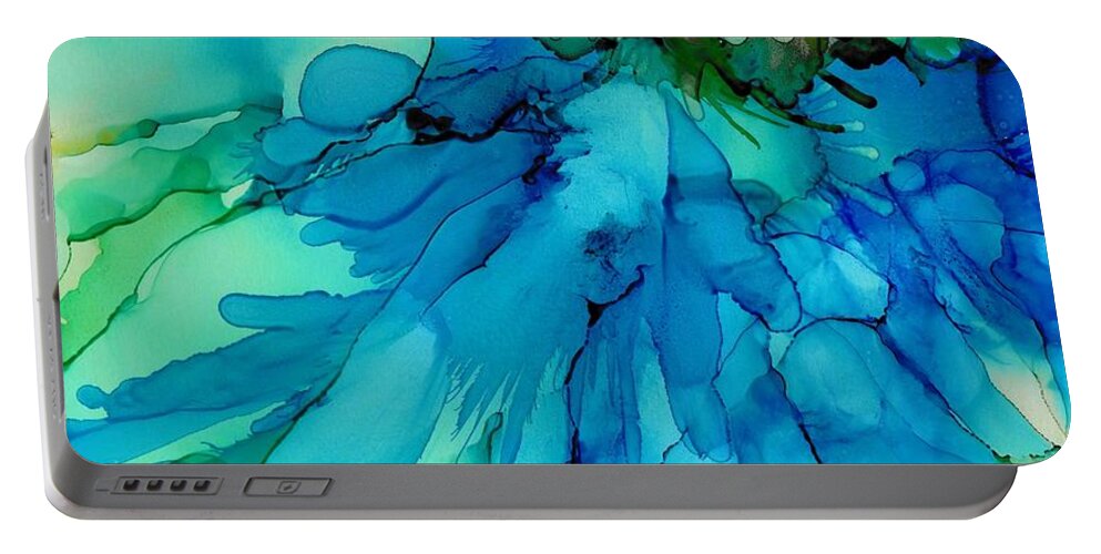 Abstract Portable Battery Charger featuring the painting Blue Magnificence by Louise Adams
