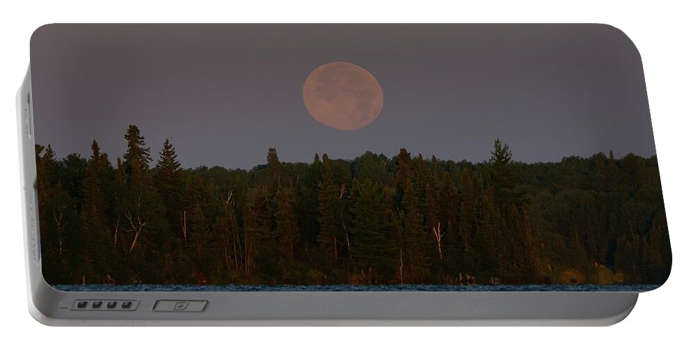 Moon Portable Battery Charger featuring the photograph Blue Moon over Berry Lake by Steven Clipperton