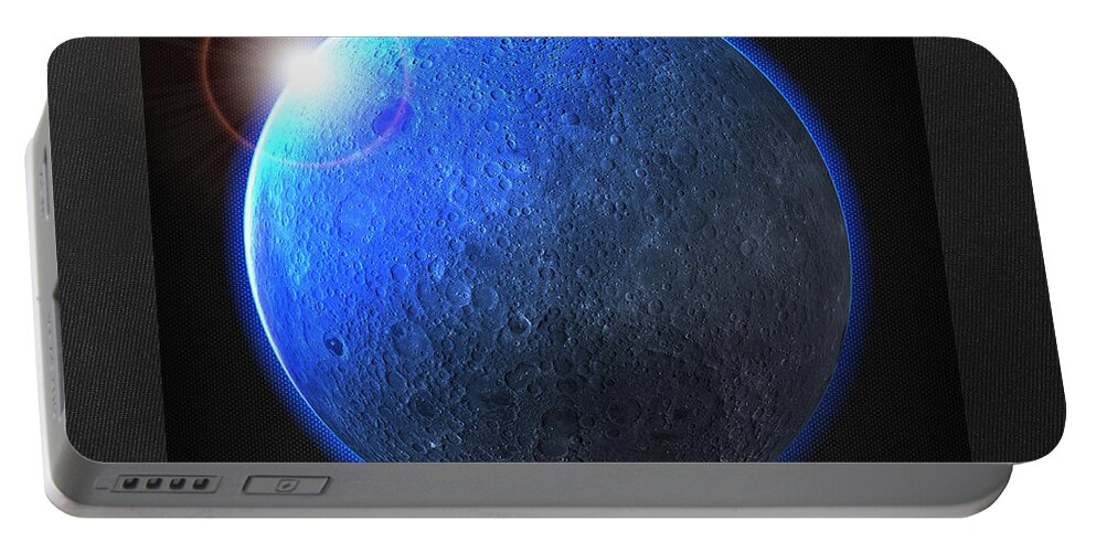 'the Space Odyssey' Collection By Serge Averbukh Portable Battery Charger featuring the digital art Blue Moon - The Dark Side of the Moon by Serge Averbukh