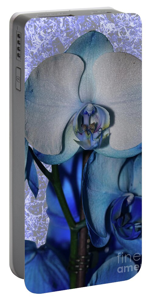 Orchid Portable Battery Charger featuring the photograph Blue Orchid 3 Texture by Steve Purnell