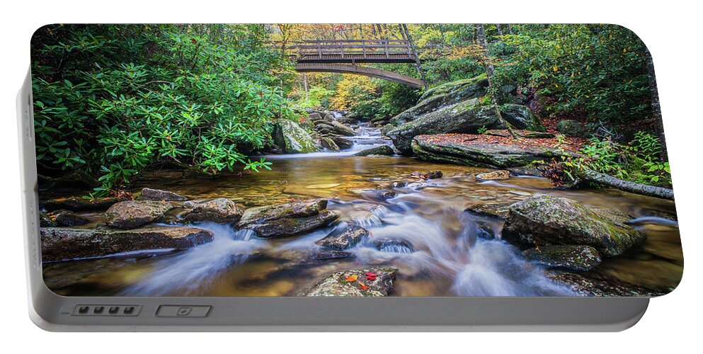 Water Portable Battery Charger featuring the photograph Blue Ridge Mountains NC Boone Fork Cascade by Robert Stephens