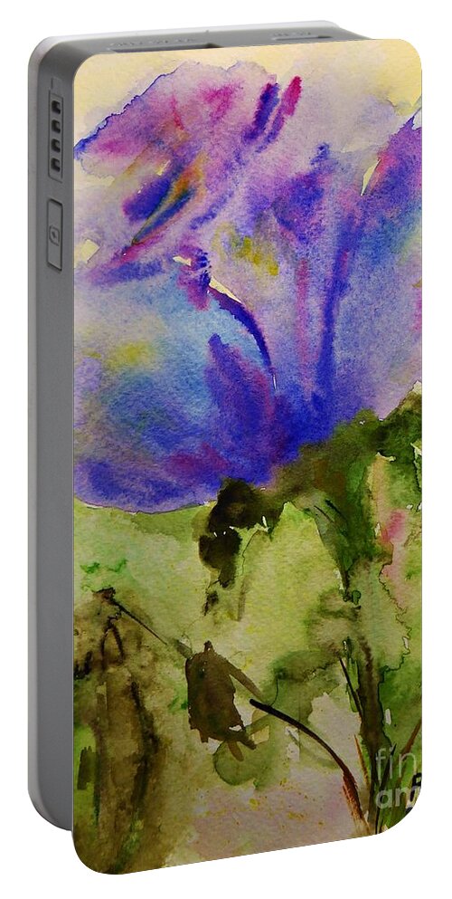 Rose Portable Battery Charger featuring the painting Blue Rose Watercolor by Amalia Suruceanu