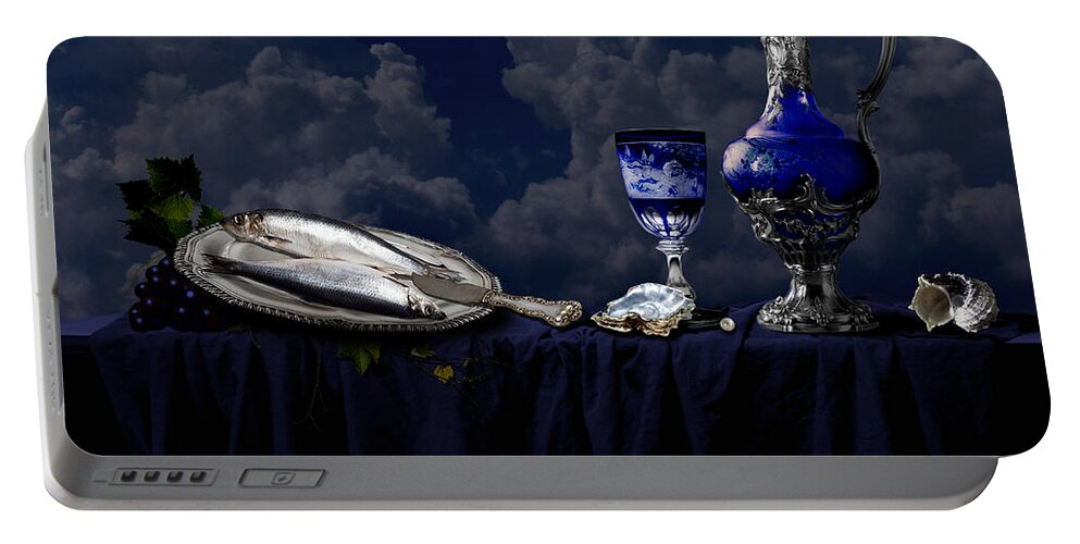 Blue Portable Battery Charger featuring the photograph Blue still life by Alexa Szlavics