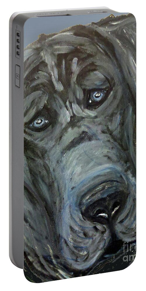 Great Dane Dog Portable Battery Charger featuring the painting Blue Study by Ania M Milo