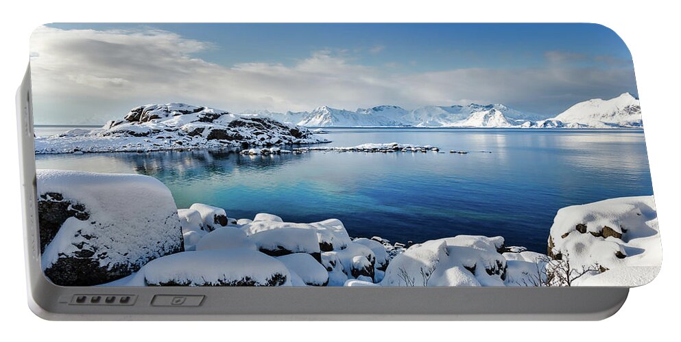 Lofoten Portable Battery Charger featuring the photograph Blue Sunday by Philippe Sainte-Laudy