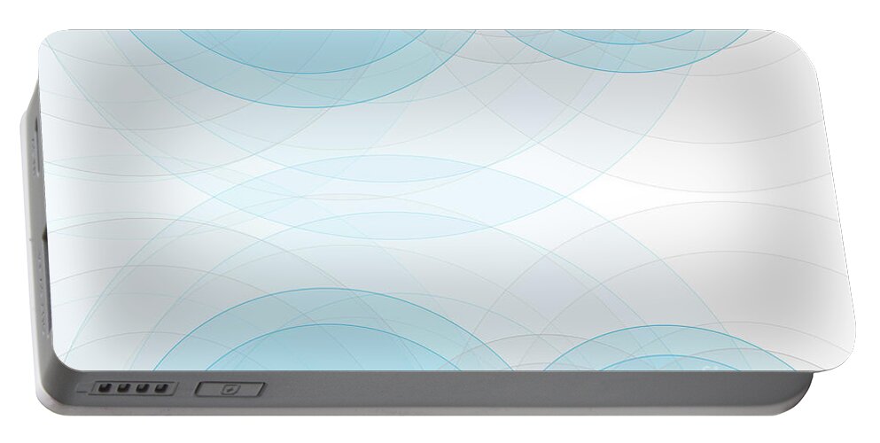 Abstract Portable Battery Charger featuring the digital art Blue Tec Semi Circle Background Horizontal by Frank Ramspott