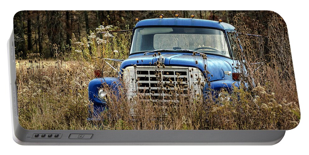 Rural Portable Battery Charger featuring the photograph Blue Truck by Norman Reid