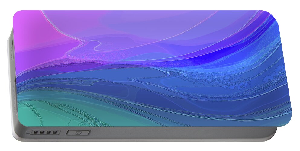 Abstract Portable Battery Charger featuring the digital art Blue Valley by Gina Harrison