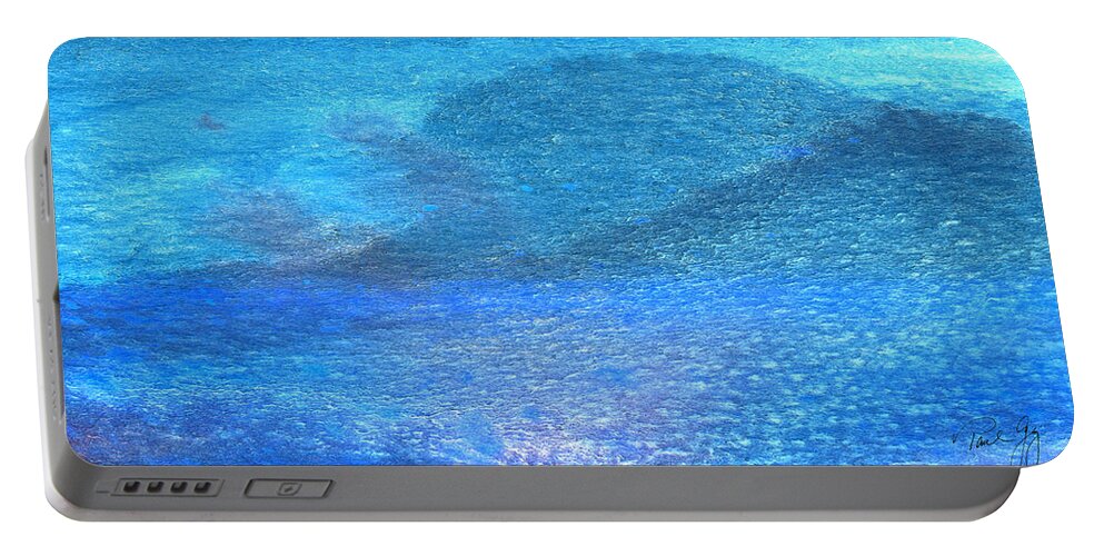 Abstract Portable Battery Charger featuring the mixed media Blue Wash 3 by Paul Gaj
