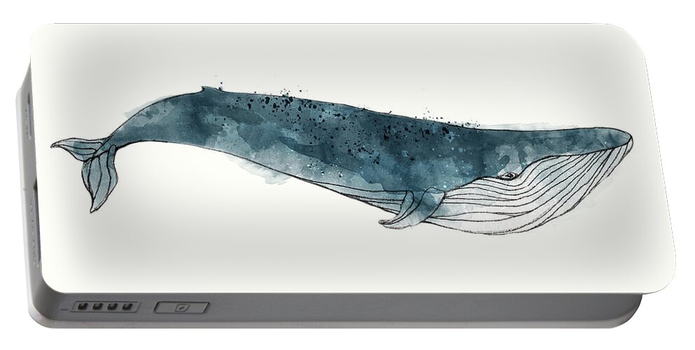 Whale Portable Battery Charger featuring the painting Blue Whale from Whales Chart by Amy Hamilton