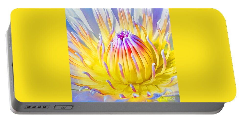  Blue Lotuses Portable Battery Charger featuring the photograph Blue Yellow Lily by Jennifer Robin
