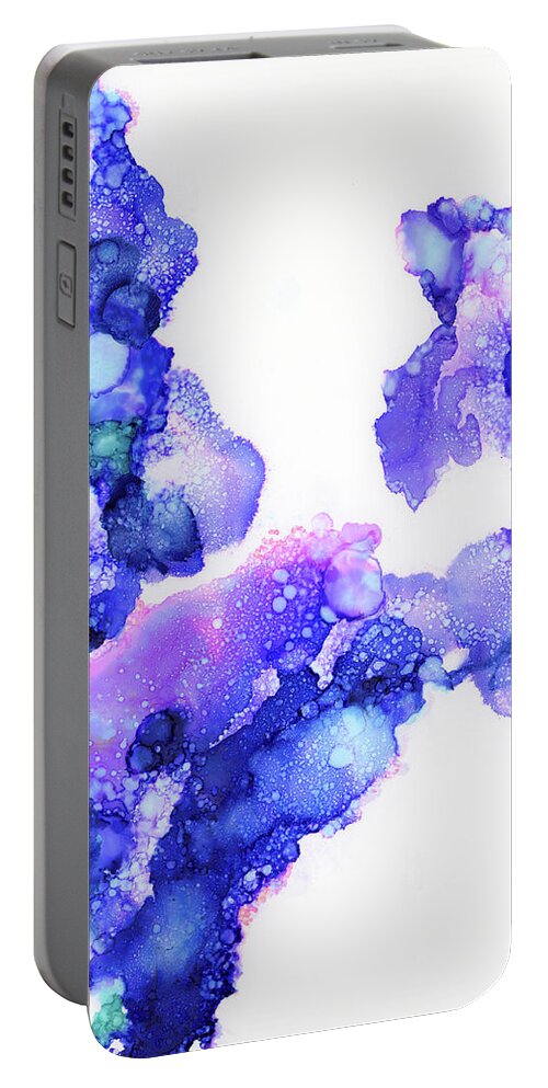 Blue Portable Battery Charger featuring the painting Blueberry Blush by Tamara Nelson