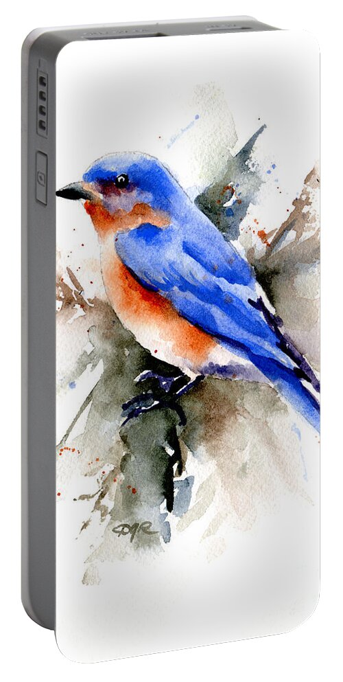 Bluebird Portable Battery Charger featuring the painting Bluebird by David Rogers