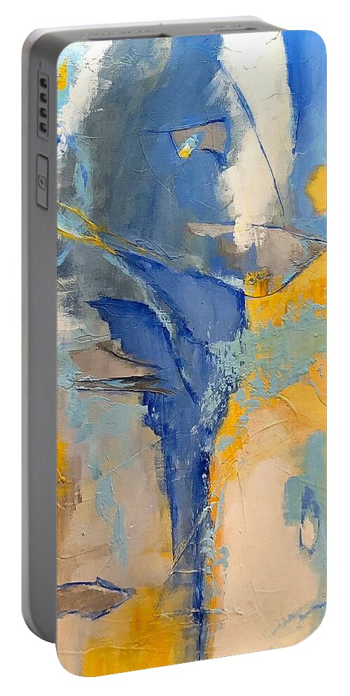Abstract Portable Battery Charger featuring the painting Bluebird by Mary Mirabal