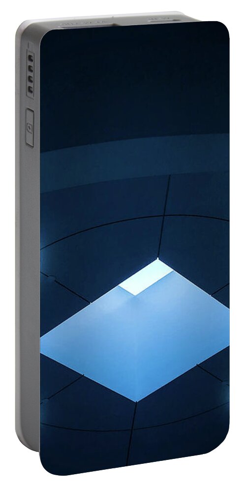Abstract Portable Battery Charger featuring the photograph Blueish Ceiling by Fei A