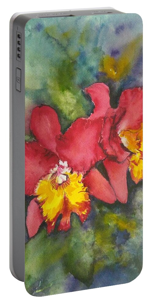 Orchid Portable Battery Charger featuring the painting Blush by Sonia Mocnik