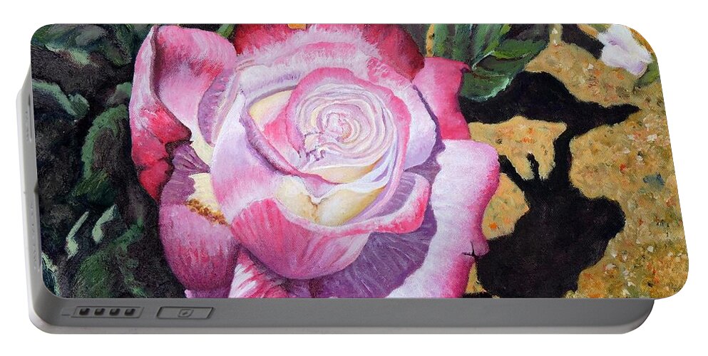 Rose Portable Battery Charger featuring the painting Blushing Rose by Caroline Street