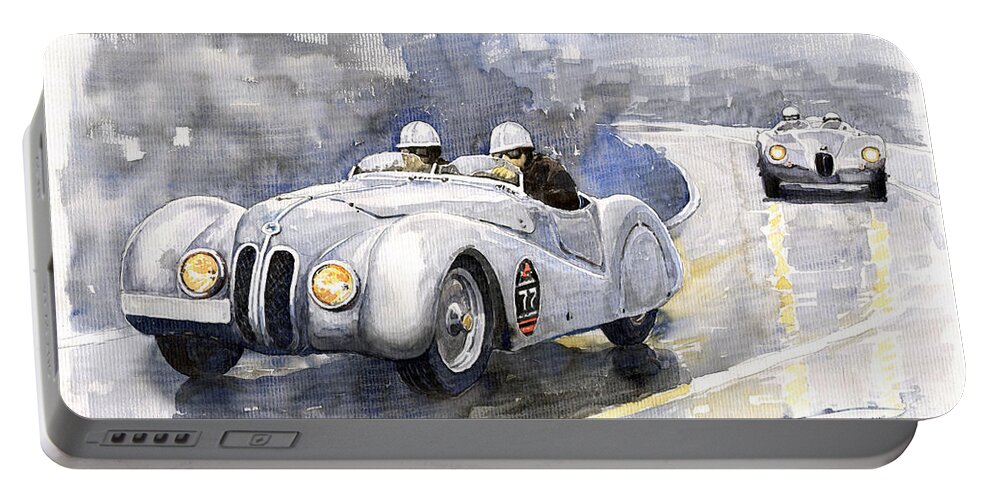 Auto Portable Battery Charger featuring the painting BMW 328 Roadster by Yuriy Shevchuk