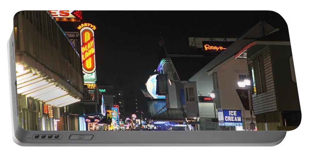 Ocean City Portable Battery Charger featuring the photograph Boardwalk Night Lights by Robert Banach