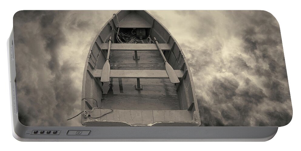 Boat Portable Battery Charger featuring the photograph Boat and Clouds Toned by David Gordon