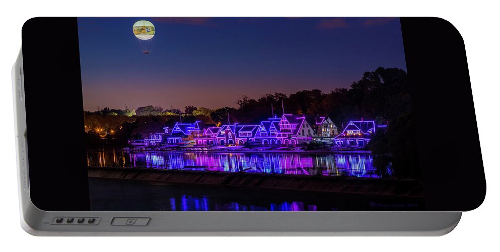 Color Lights Portable Battery Charger featuring the photograph Boathouse Row by Marvin Spates