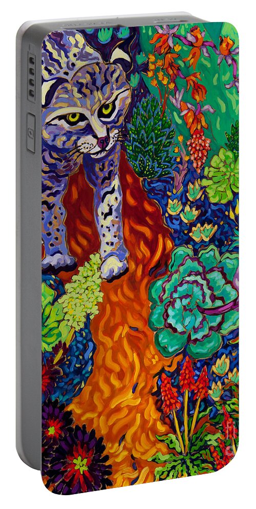Bobcat Portable Battery Charger featuring the painting Bobcat Kachina by Cathy Carey