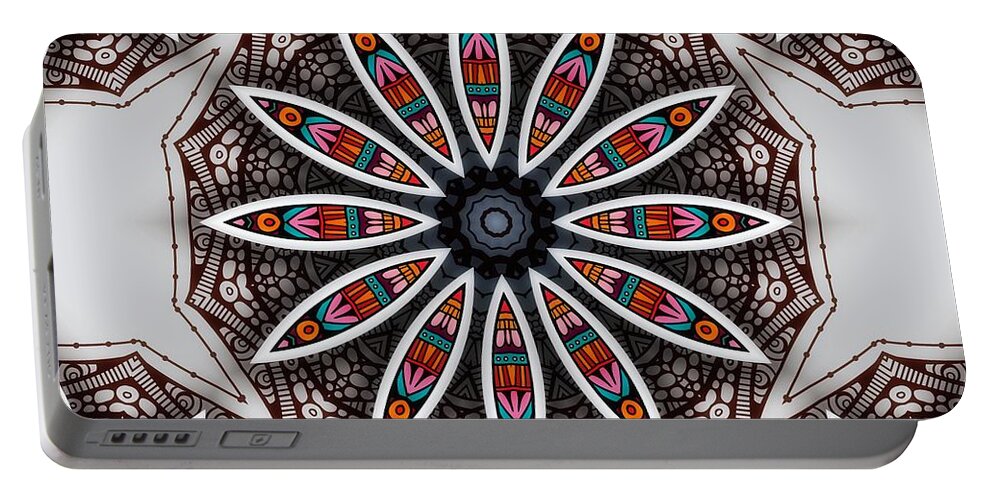 Boho Flower Portable Battery Charger featuring the digital art Boho Flower by Mo T