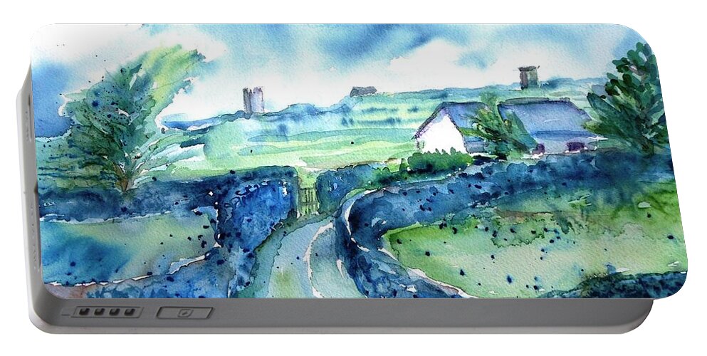  Ireland Art Portable Battery Charger featuring the painting Boithrin Inisheer by Trudi Doyle