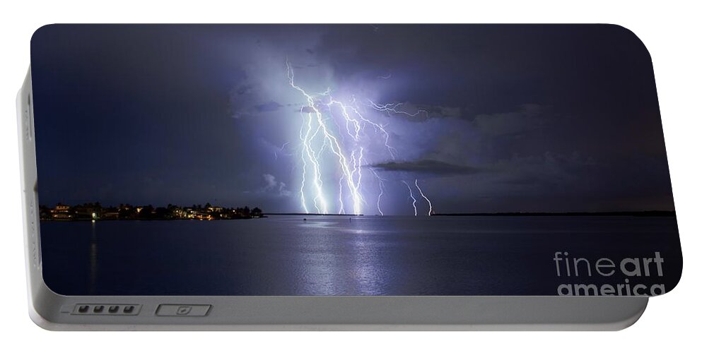 Lightning Portable Battery Charger featuring the photograph Bokeelia Nights by Quinn Sedam