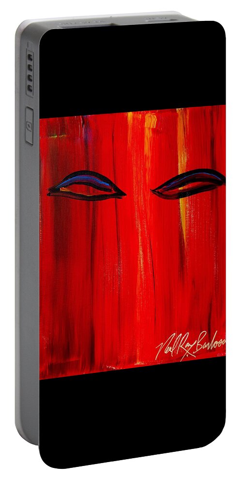 Bollywood Portable Battery Charger featuring the painting Bollywood eyes by Neal Barbosa