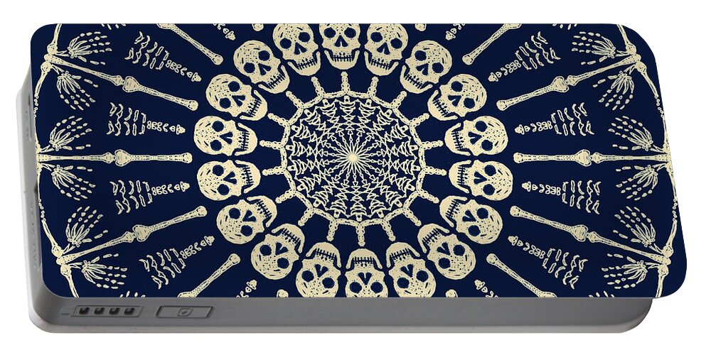 All Saints Day Portable Battery Charger featuring the digital art Bone Mandala by Ronda Broatch
