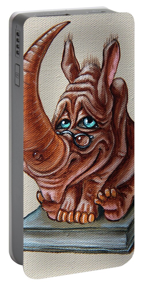 Painting Portable Battery Charger featuring the painting Bookworm by Victor Molev