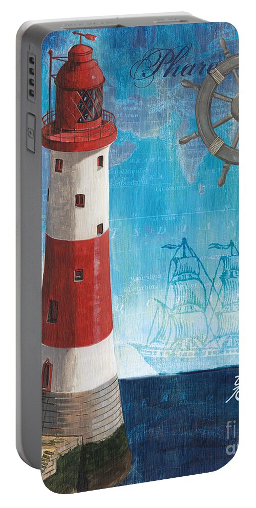 Coastal Portable Battery Charger featuring the painting Bord de Mer by Debbie DeWitt