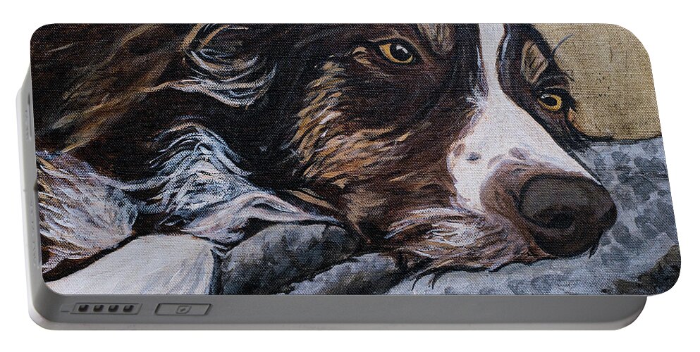 Border Collie Portable Battery Charger featuring the painting Border Collie Blues by Jackie MacNair