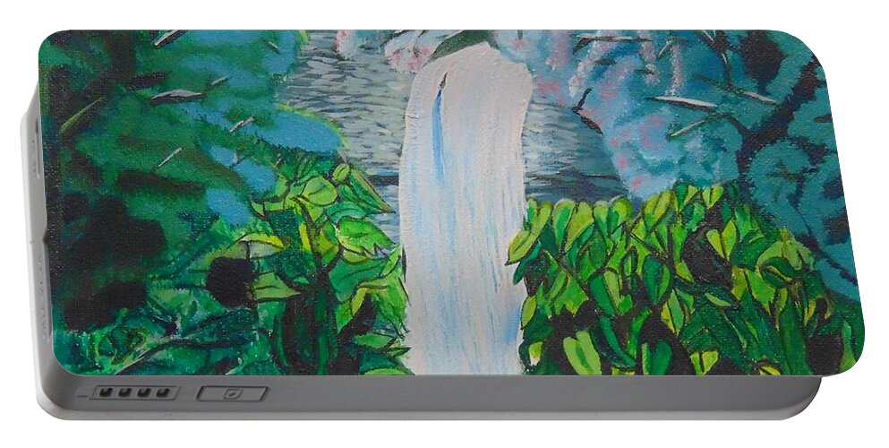 Waterfall Portable Battery Charger featuring the painting Borer's Falls by David Bigelow