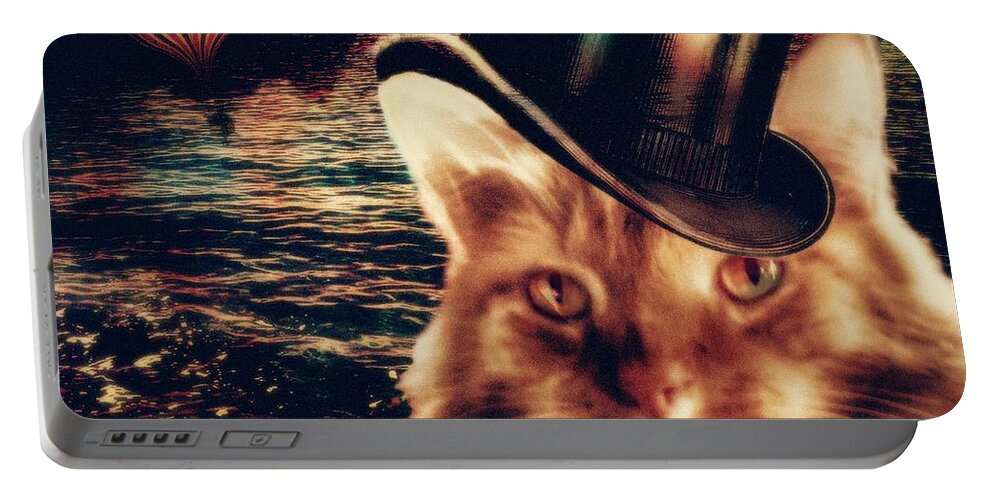 Cat Portable Battery Charger featuring the digital art Boris,the Intrepid Explorer by Delight Worthyn