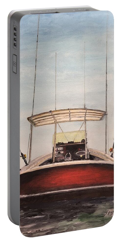 Boat Portable Battery Charger featuring the painting Helen's Boat by Stan Tenney