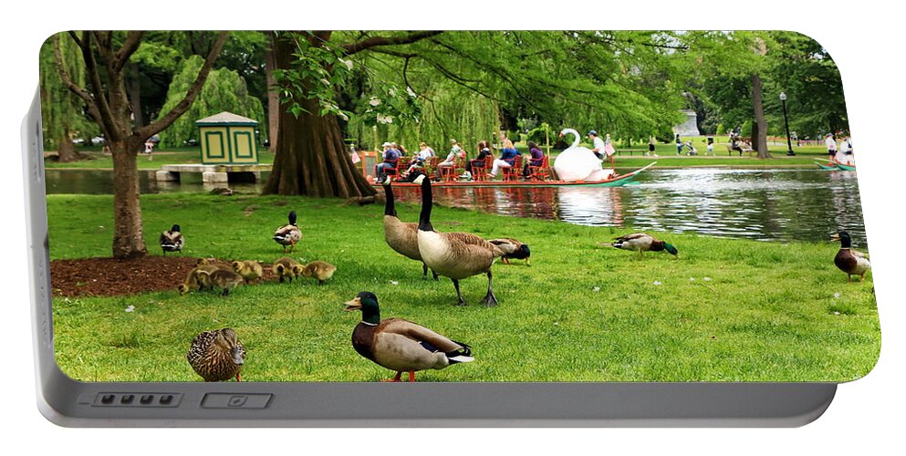 Boston Portable Battery Charger featuring the photograph Boston and Her Birds by Elizabeth Dow