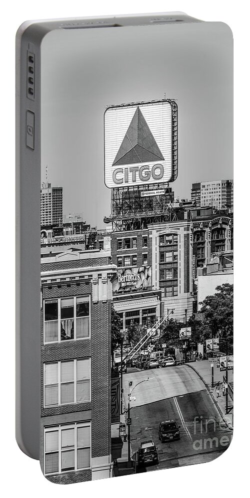 America Portable Battery Charger featuring the photograph Boston Citgo Sign Black and White Photo by Paul Velgos