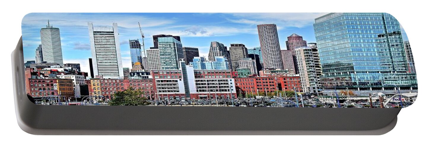 Boston Portable Battery Charger featuring the photograph Boston Downtown View by Frozen in Time Fine Art Photography