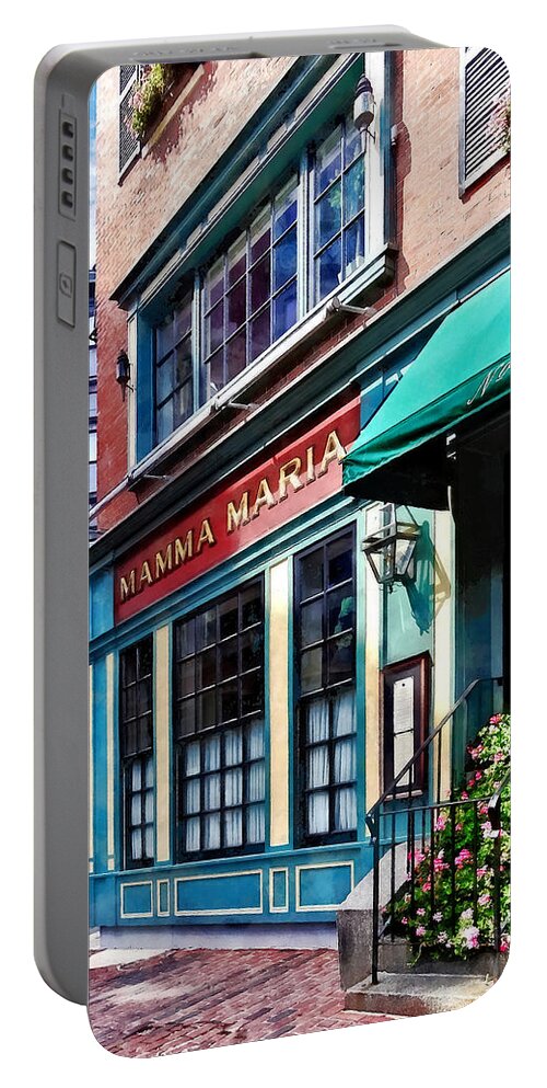 Boston Portable Battery Charger featuring the photograph Boston MA - North End Restaurant by Susan Savad