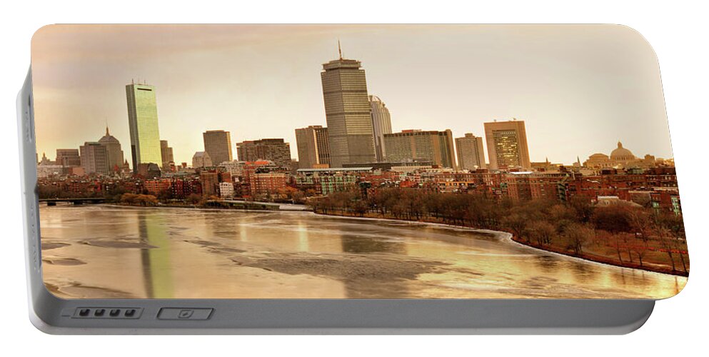 Boston Portable Battery Charger featuring the photograph Boston Skyline on a December Morning by Mitchell R Grosky