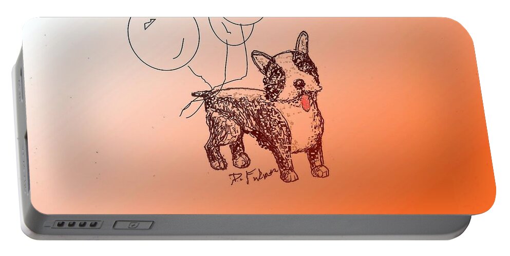 Animal Portable Battery Charger featuring the drawing Boston Terrier by Denise F Fulmer