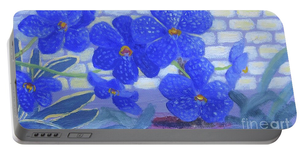 Orchid Portable Battery Charger featuring the painting Botanical Orchic by Anne Marie Brown