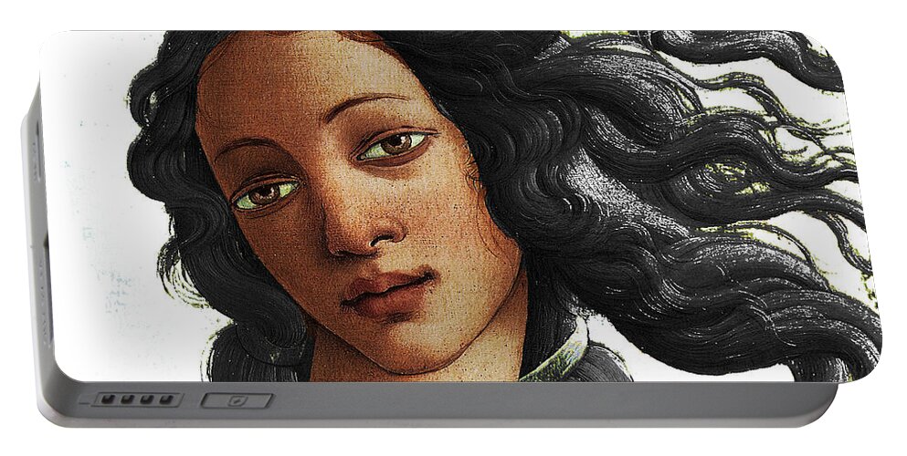 Sandro Botticelli Portable Battery Charger featuring the painting Botticelli American Venus Black Lives Matter by Tony Rubino