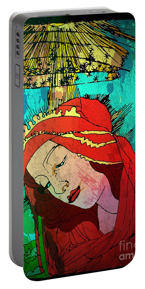 Botticelli Madonna Portable Battery Charger featuring the painting Botticelli Madonna Expressionistic by Genevieve Esson